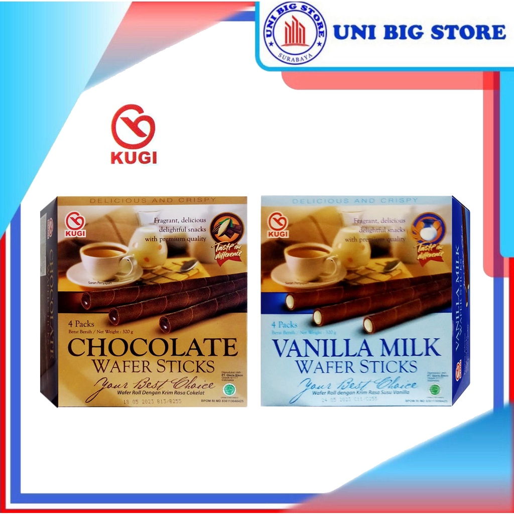 

Kugi Wafer Sticks Chocolate Vanilla Milk 320 gr