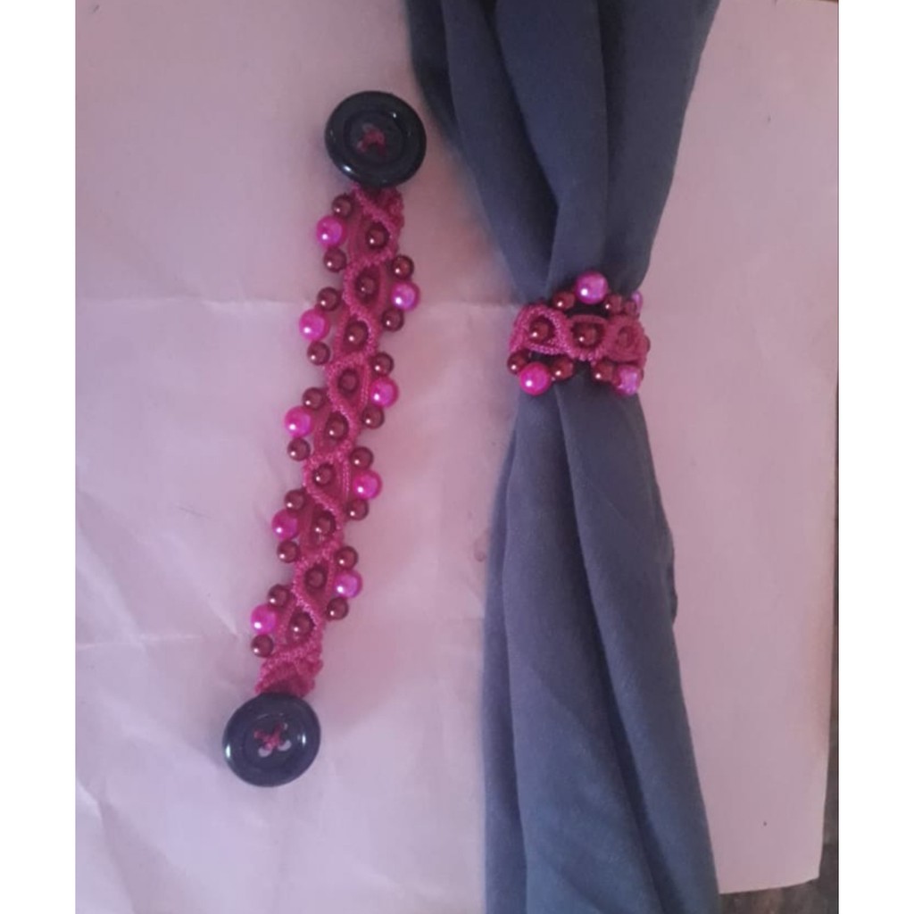 1 Set Konektor Masker Macrame Ring Hijab Kolong Jilbab Mutiara Talikur Macram Mewah  Aksesoris Hijab