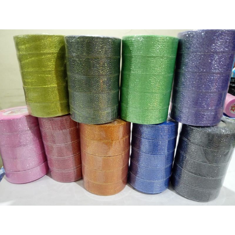 

Rol Pita Warna Glitter Lebar 1 inchi