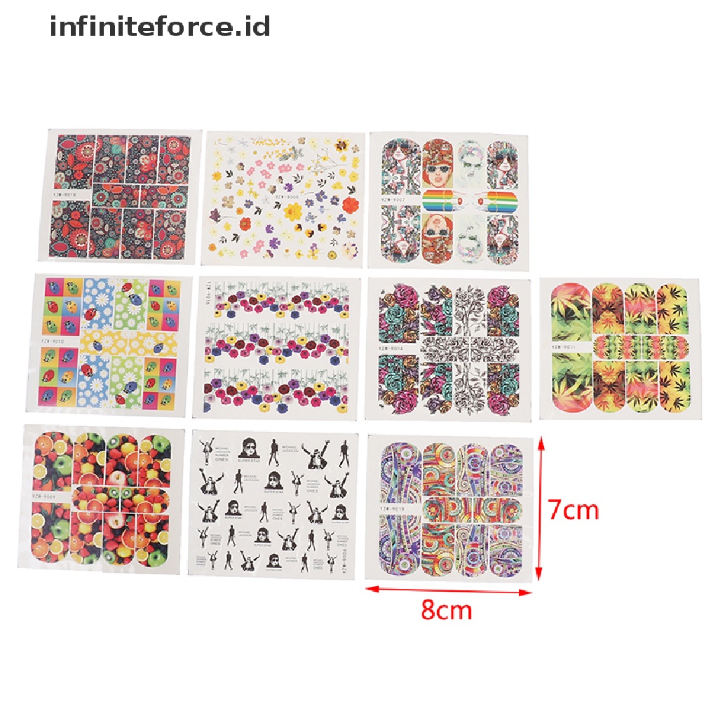 Infiniteforce.id 5pcs / Set Stiker Kuku Motif Abstrak Campur Untuk Dekorasi Nail Art / Manicure