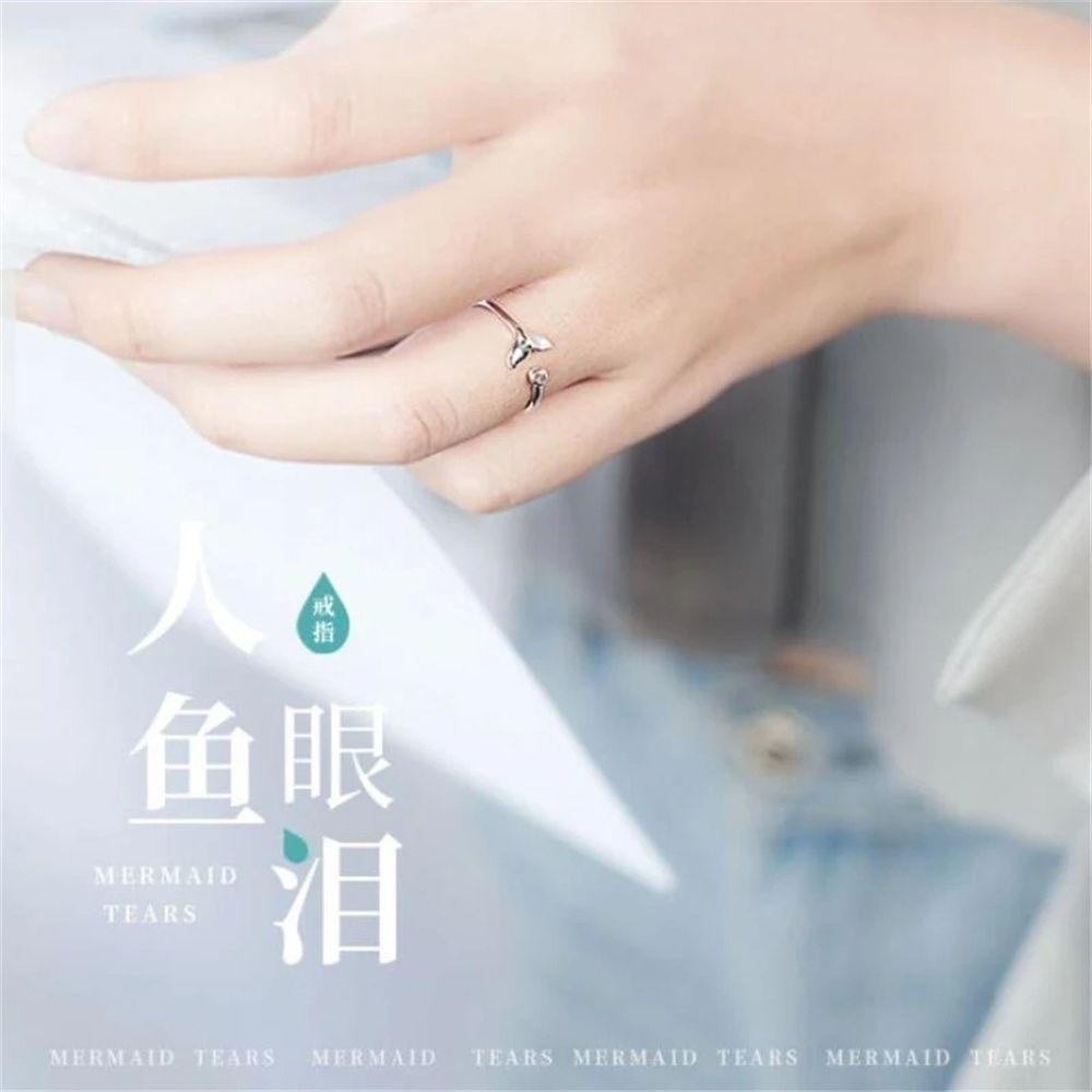 Lily Fishtail Fish Wave Adjustable Aksesoris Perhiasan Ekor Cincin Gelombang Bertatahkan Berlian Ring