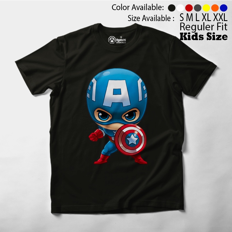 Baju Anak / Kaos Atasan Anak / Kids T Shirt  Baby Marvel Super Hero Chibi Kawaii Captain Amerika