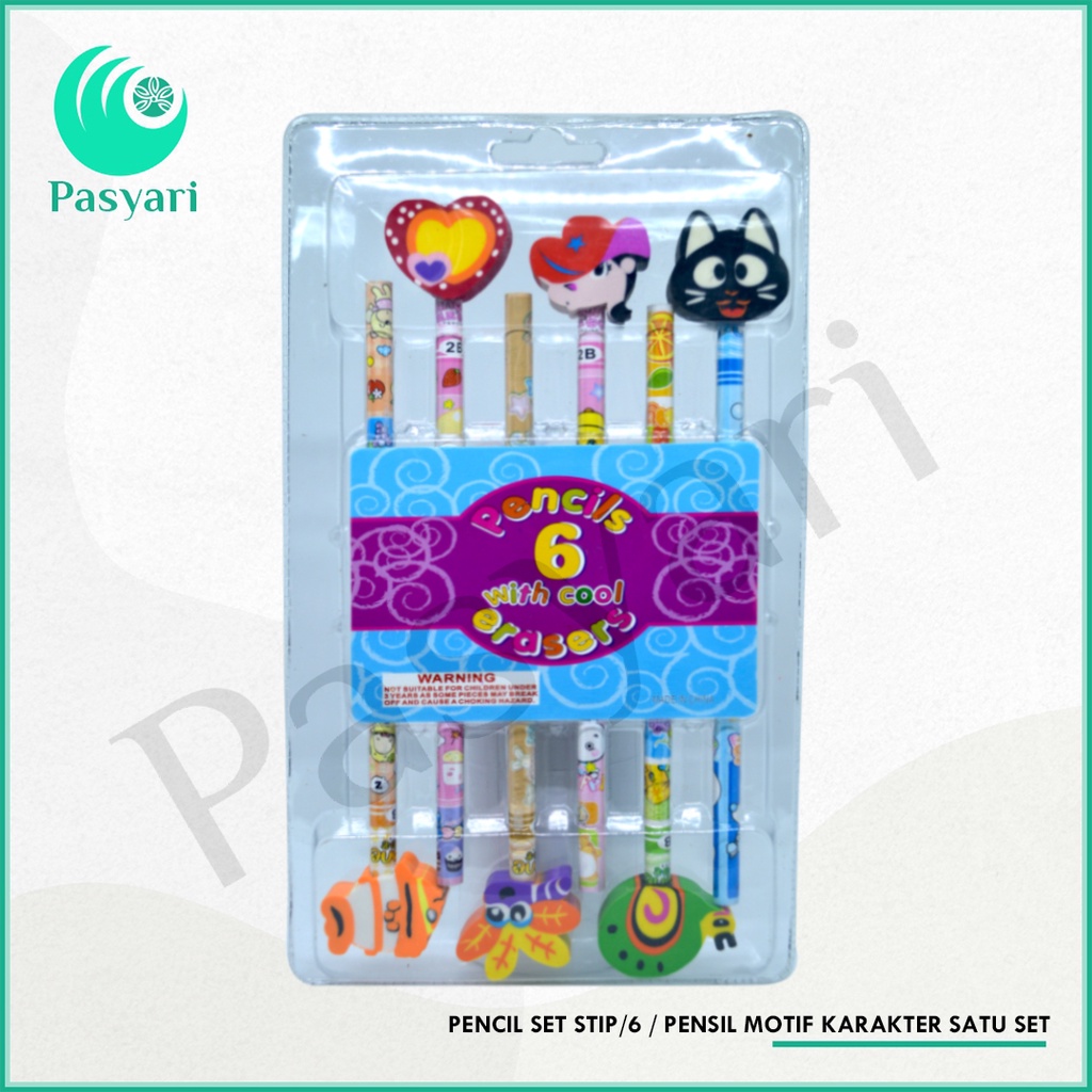 

Pencil Set Stip/6 / Pensil motif karakter satu set