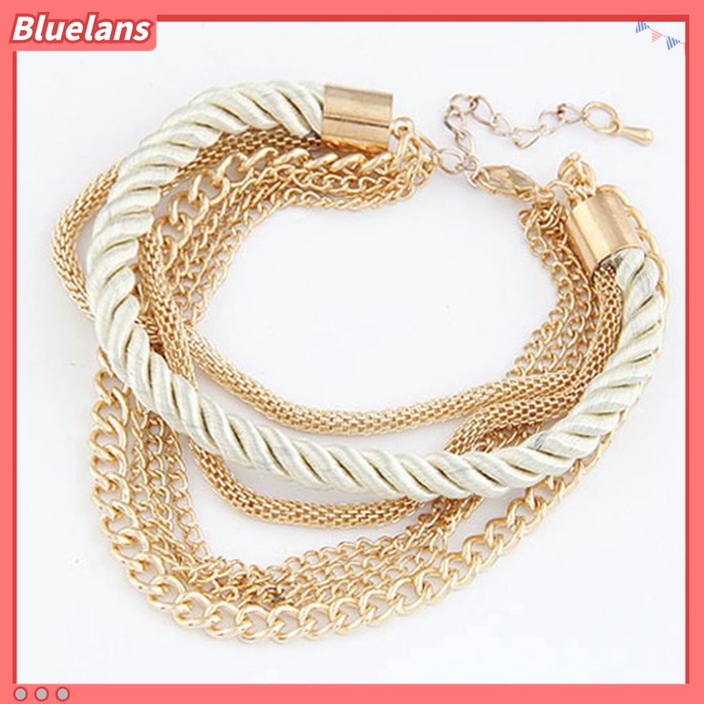 Gelang Rantai Multilayer Adjustable Bahan Alloy Metal Untuk Wanita