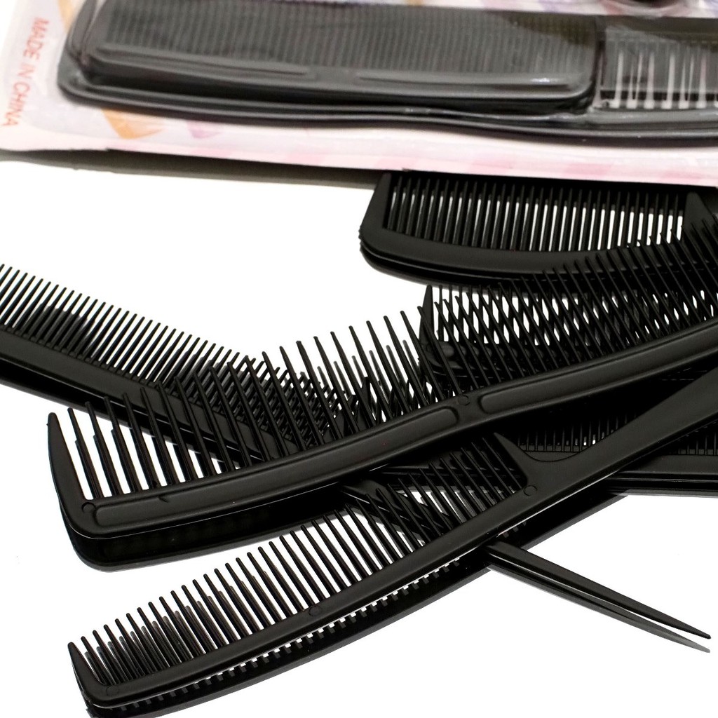 Sisir Rambut SET ISI 6 PCS Hitam Polos Sisir Salon Serbaguna Hair Styling Sisir Potong Ekor Tipis Rata Murah 6 in 1