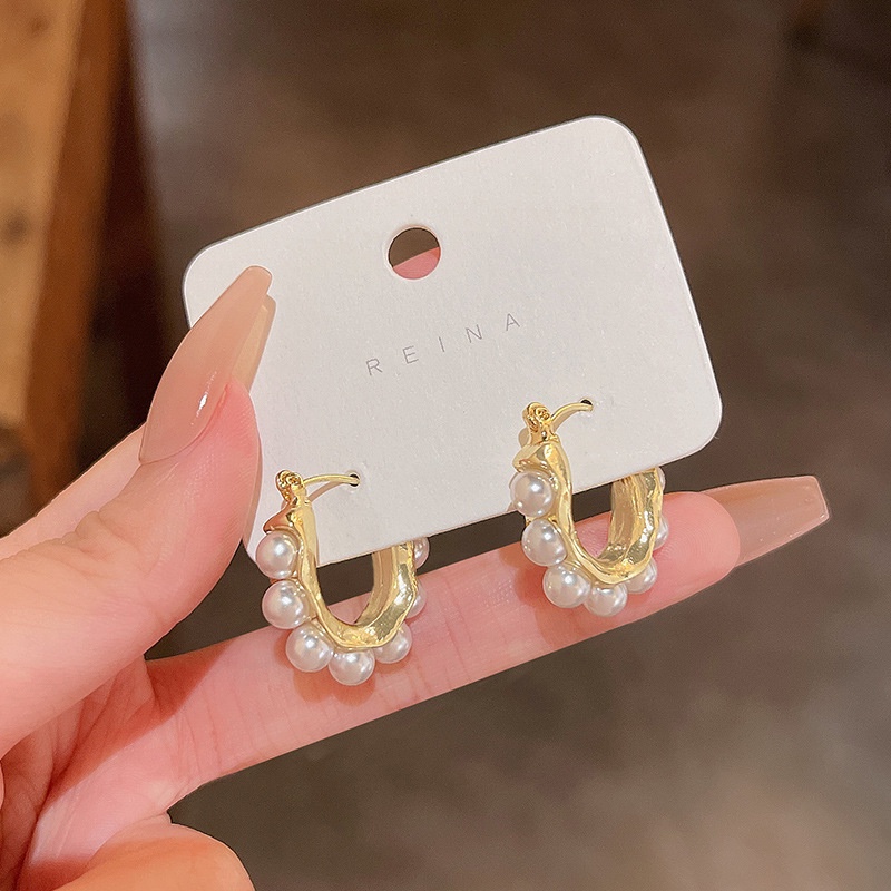 Anting Tusuk / Stud Model Retro Dengan Mutiara Imitasi Bahan silver 925