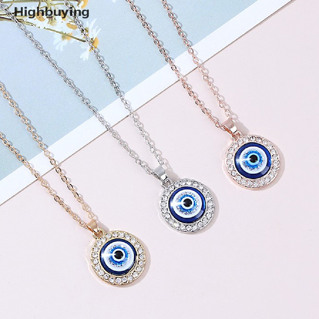 1 Pc Kalung Liontin Kristal Evil Eye Warna Emas Untuk Wanita Glory