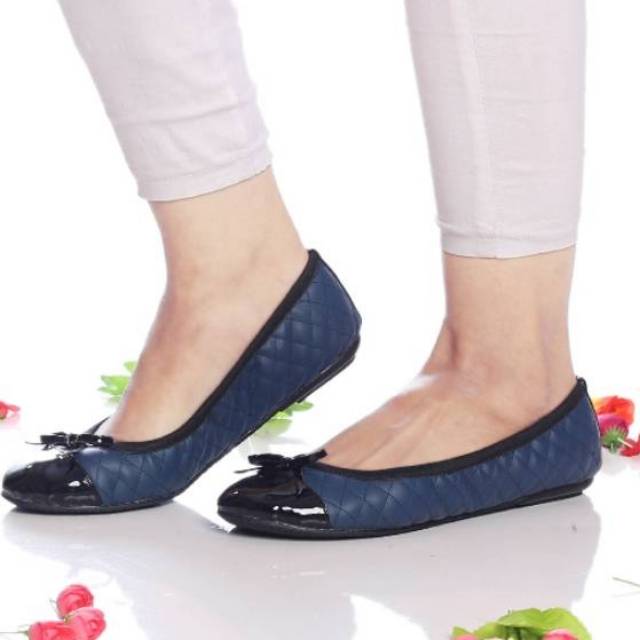 LeeShoes NEW ARRIVAL SHOES FOLDABLE BALET BIRU PITAFlat Shoes