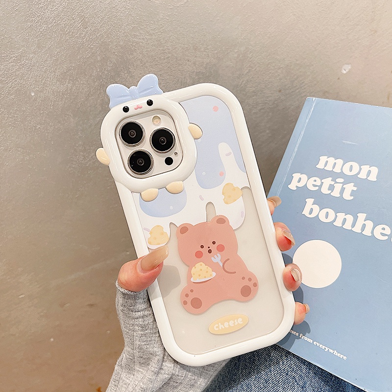 Soft Case TPU Transparan Motif Beruang Untuk Compatible for iPhone 14 13 12 11 Pro Max Xr Xs Max iPhone 8 7 6 6s Plus Bear Phone Case Clear Silicone Anti-Scratch Handphone Hard Case Shockproof Soft TPU Protective Cover Casing