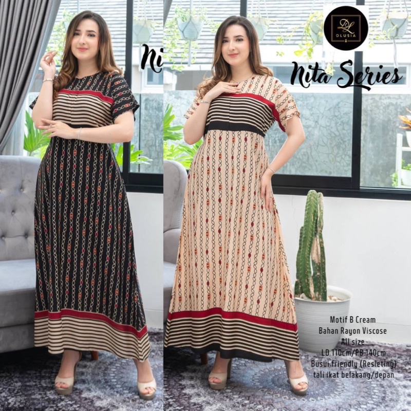 Daster Arab Dlusia NITA SERIES Dress Rayon motif Branded Original By Dlusia