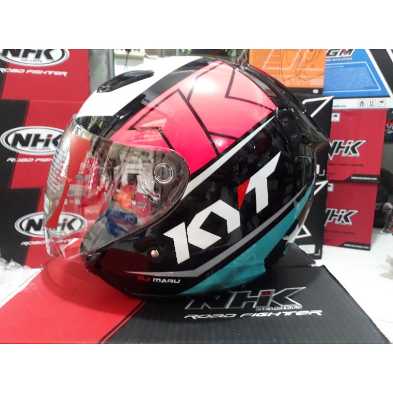 HELM KYT DJ MARU MOTIF # 17 BLACK BLUE RED GLOSS