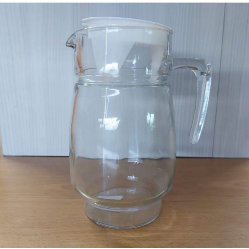 Jual Water Jug Transparan Kaca Pitcher Kaca Tutup Putih Shopee