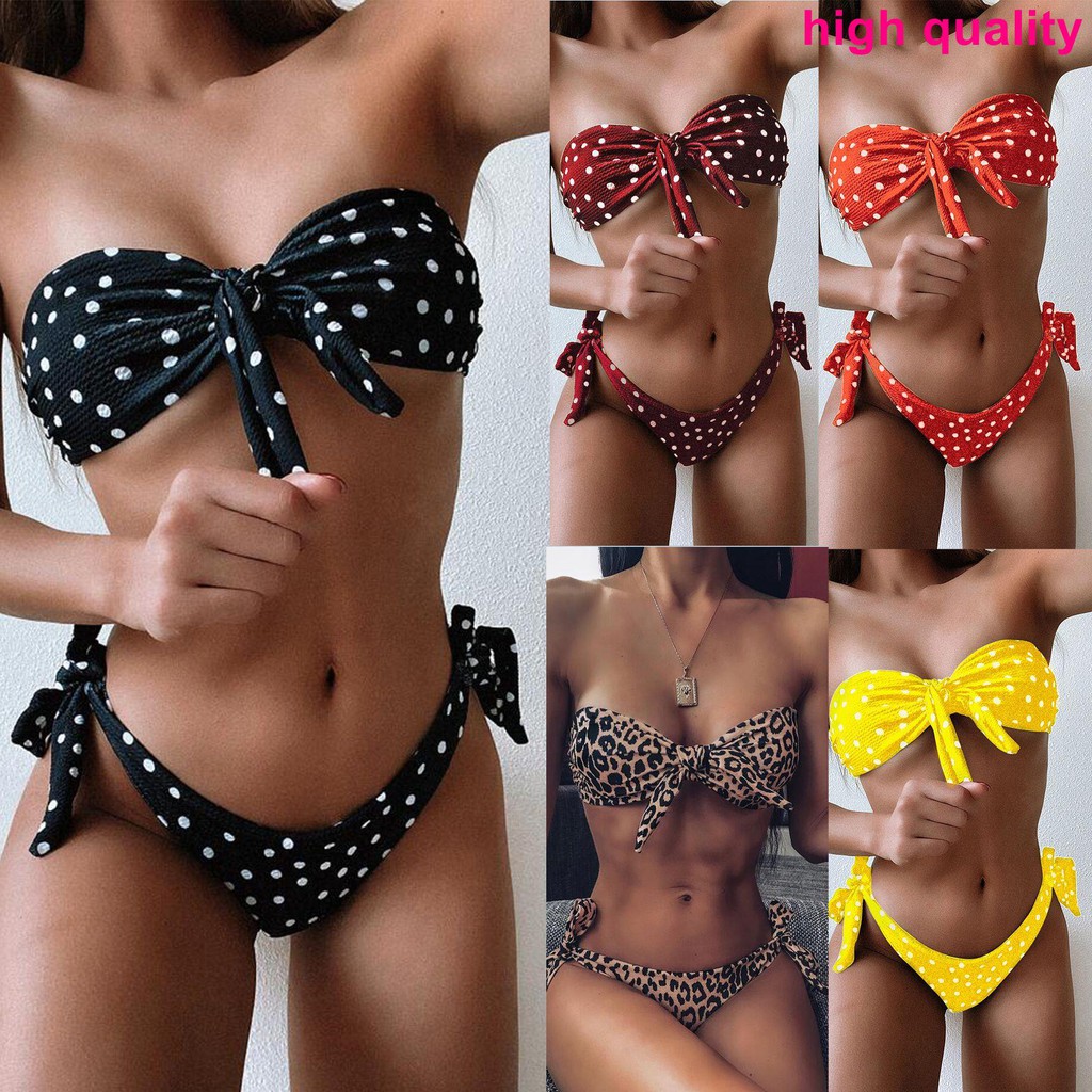 Baju Renang Wanita 2020 Ledakan Dot Print Bikini Pantai Wanita Seksi Subsistem Sabuk Baju Renang Bik Shopee Indonesia