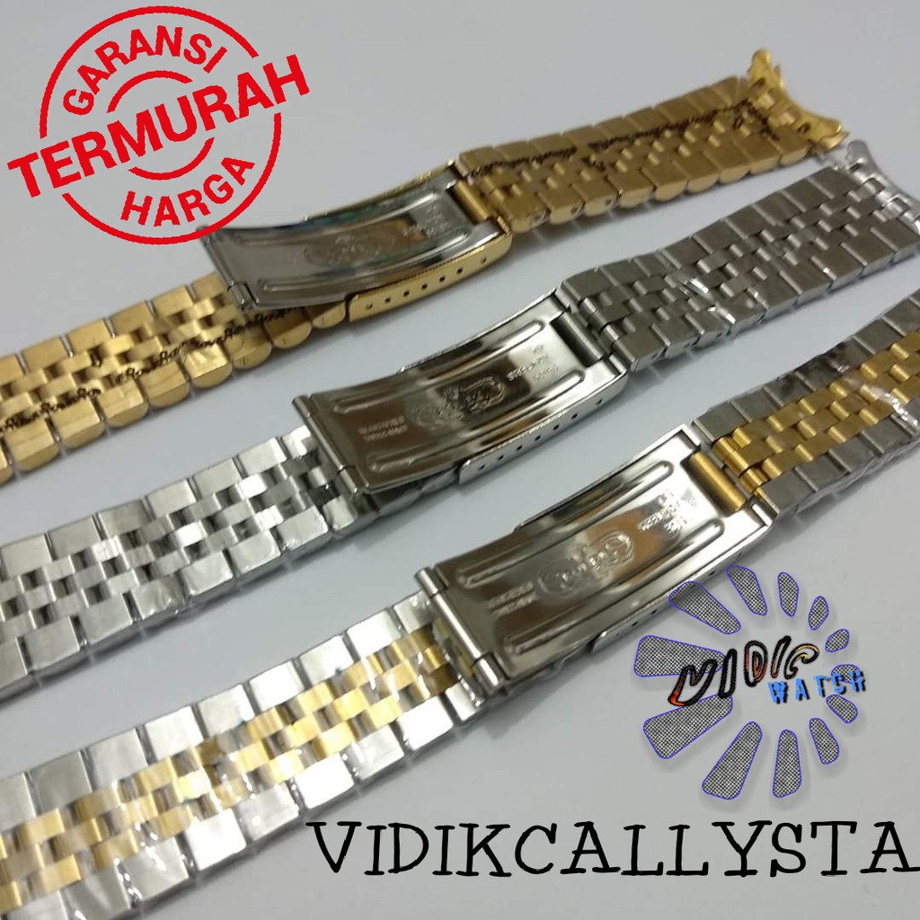 Tali Strap rantai 20 mm stainless steel jam tangan rolex datejust date just 20mm pria