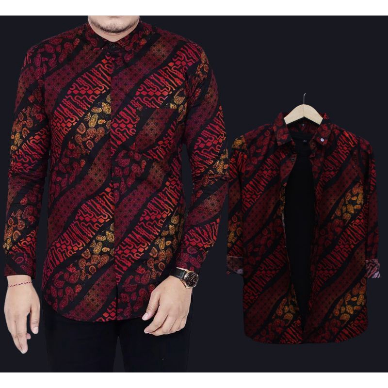 Batik Pria Lengan Panjang Slim Fit
