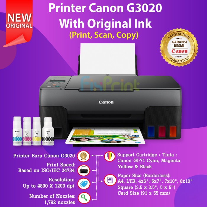 Printer Canon PIXMA G2010 G-2010 G 2010 Print Scan Copy Multifunciton All in One New