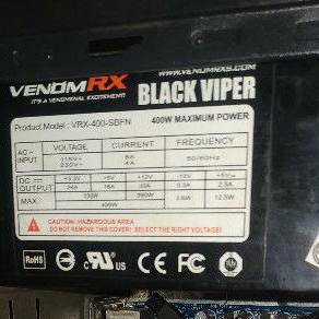 PSU VENOM RX BLACK VIPER 400w