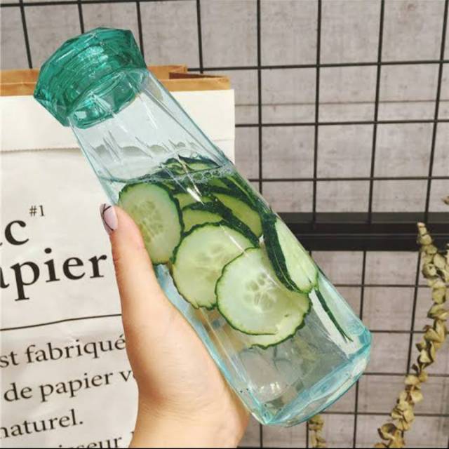 [ PROMO MURAH BANGET ]Botol Minum Kaca Unik Kekinian Bentuk Kristal Diamond-6