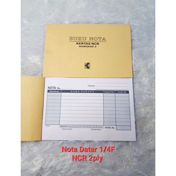 

Nota Datar /Surat Jalan 2ply NCR 1/4Folio (16x10,2cm) 25lbr(N35)