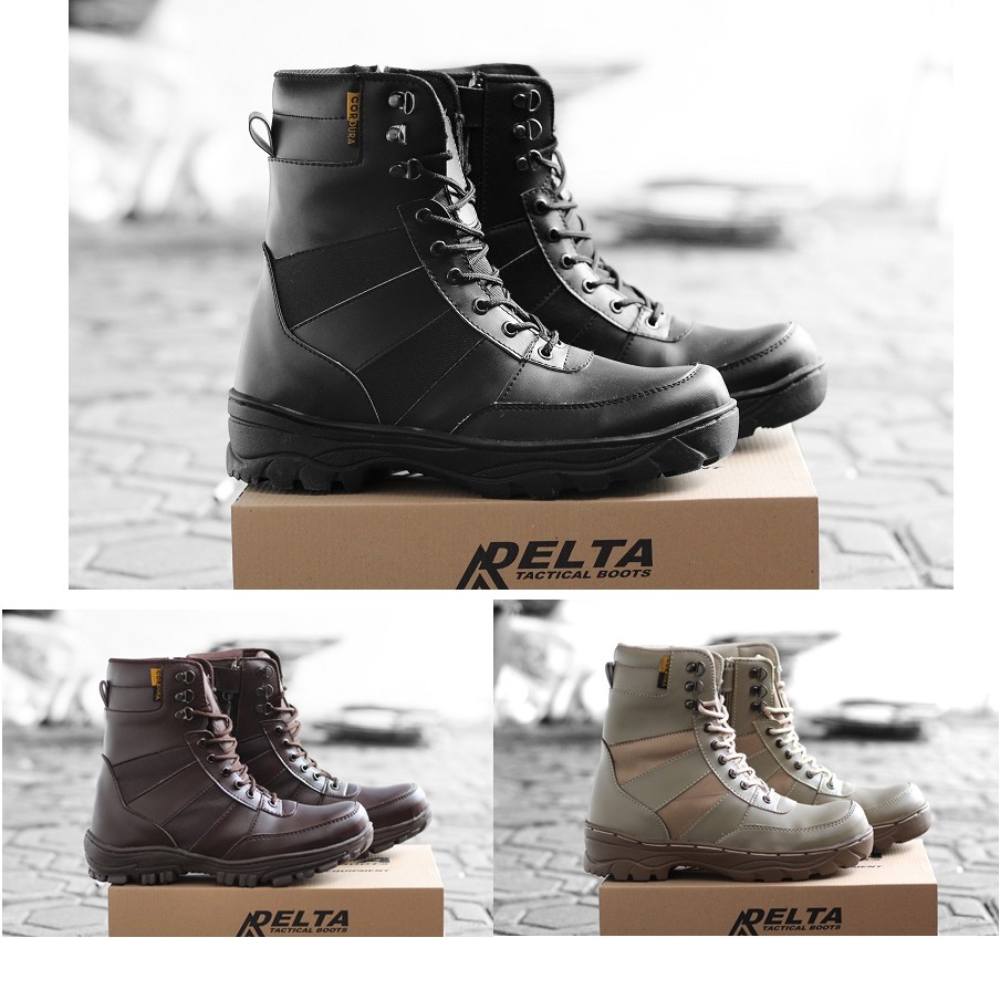 Sepatu PDL Safety Proyek Ujung Besi - Septy Shoes Boot - Septi Kerja Lapangan Kulit Sintetis Tali - Sepatu Boots NINJA