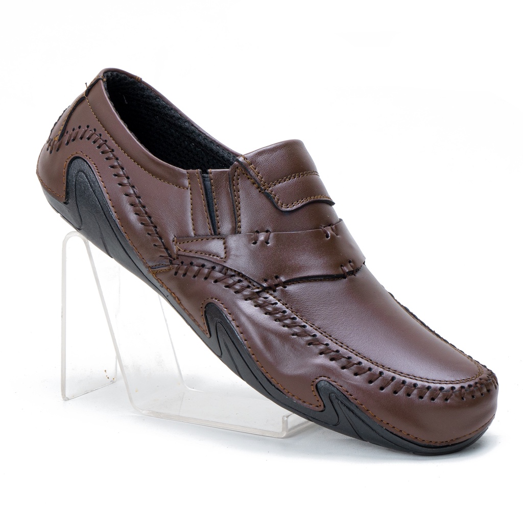 Sepatu Slip On Pria Casual Moralist Kulit Asli Semi Formal Kantor Gadant Mid Soless S.RCN 3031