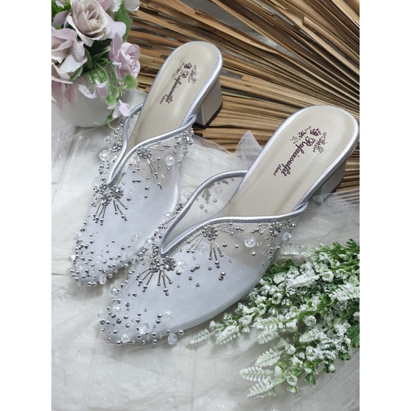 sepatu rullye silver cantik dan mewah 5cm tahu