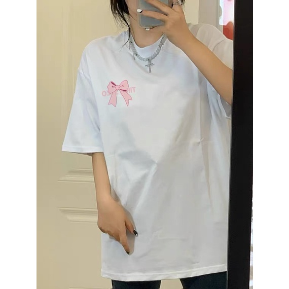 EUNII T-shirt Lengan Pendek Dasi Kupu-Kupu Korean Style/Baju Lengan Pendek Wanita/Baju Wanita/Baju Korean Style