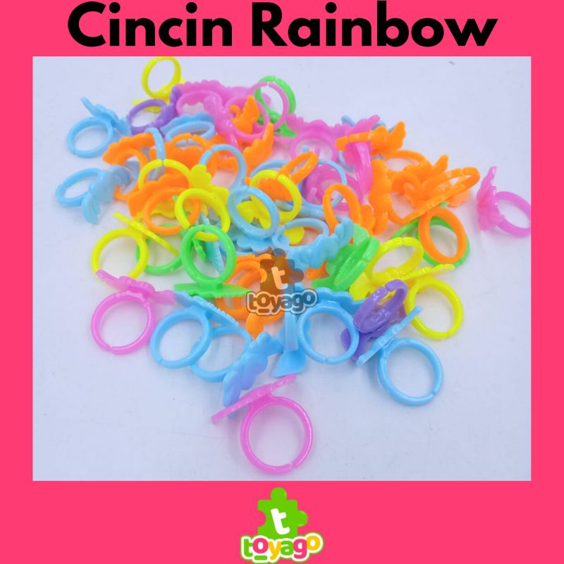 Mainan Cincin Rainbow Plastik Isi 100 Pcs Grosir Murah