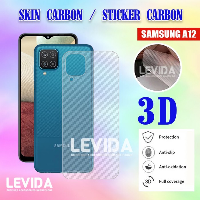 SAMSUNG A12 SKIN CARBON GARSKIN ANTI GORES BELAKANG SAMSUNG A12