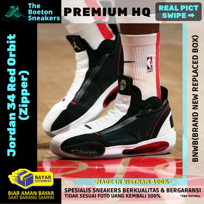 NIKE AIR JORDAN 34 RED ORBIT ZIPPER SEPATU OLAHRAGA BASKET PRIA WANITA PREMIUM ORIGINAL QUALITY