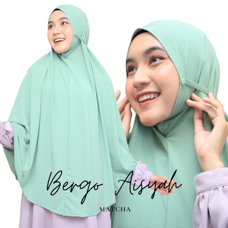 Jilbab Hijab Kerudung Bergo Khimar Instan Syari Non Pet Tali Aisyah Jersey Jumbo Polos Simple Terbaru Murah