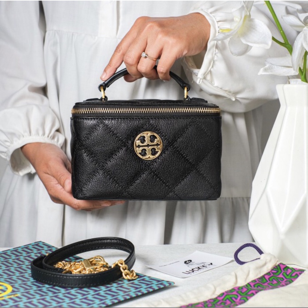 Tory Burch Willa Mini Vanity Bag In Black - ORIGINAL 100%