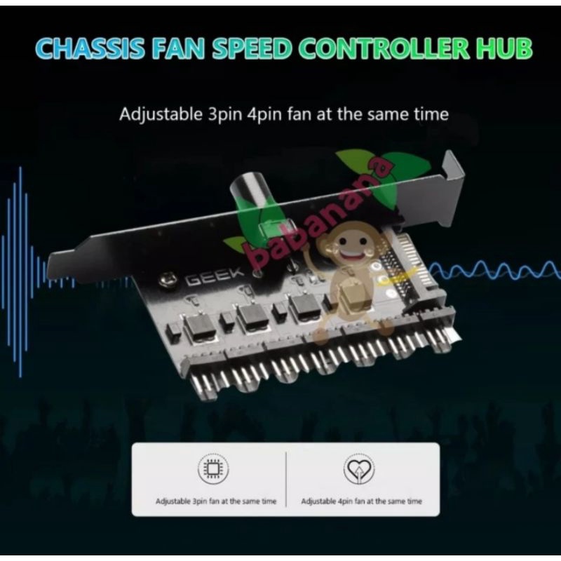 Splitter fan 4 pin pwm 7 way with sata slot pci 4 pin fan case knob