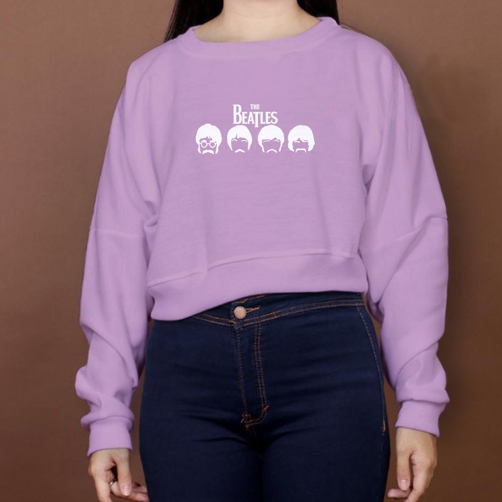 SWEATER WANITA CROP OVERSIZE THE BEATLES SWEATER - ATASAN KEKINIAN TERLARIS