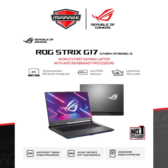 Asus Rog Strix G17 G713RM-R736H6G-O|R7-6800H/16G/512G/RTX3060-6G