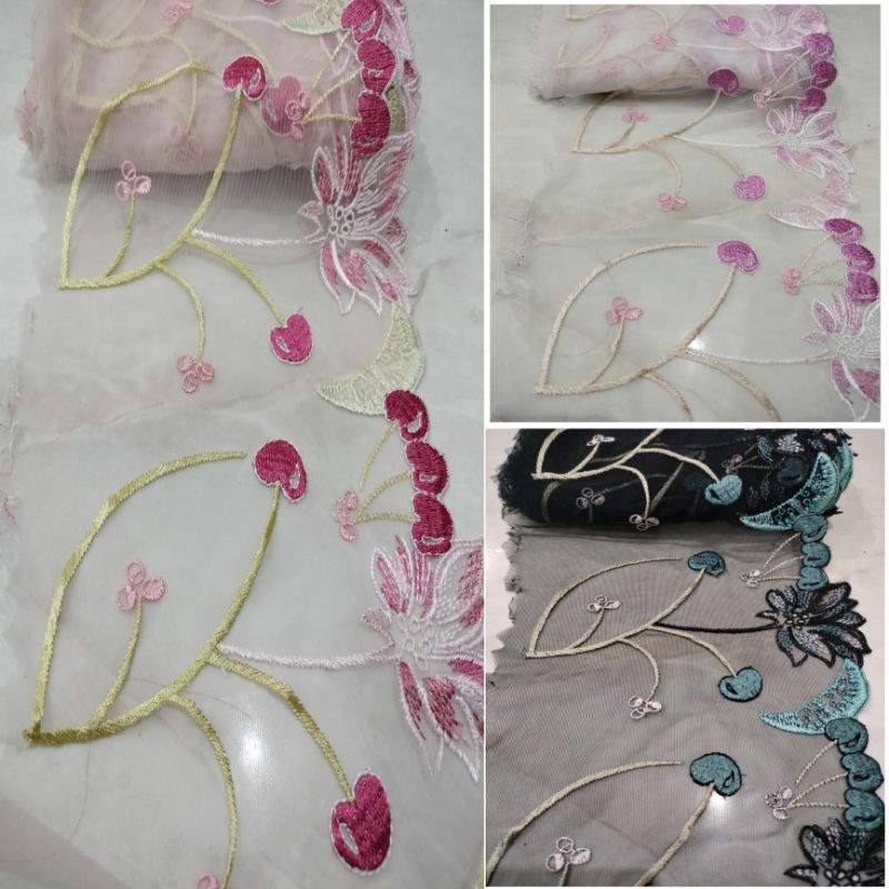 renda tile cantik varian warna lebar 20cm harga per.50cm