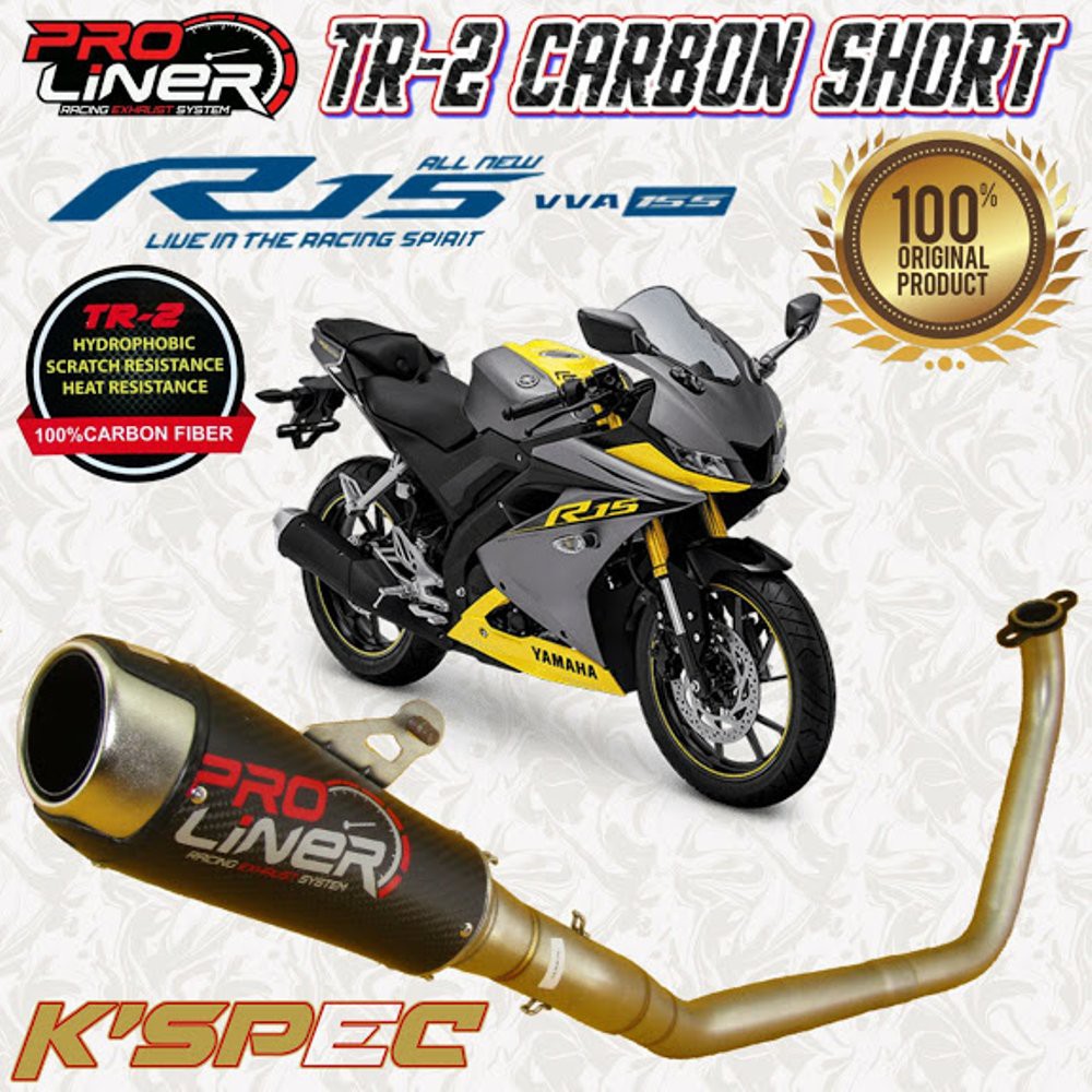 PROLINER TR-2 CARBON SHORT All New R15 V3 VVA KNALPOT RAC bac 89