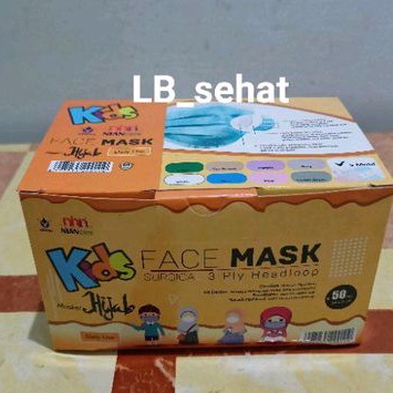 Masker Hijab Anak Nian Care 3 Ply Motif/Masker Medis/Masker Hijab Kid Nian/Masker Headloop Anak