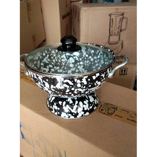 ДД IG0860 ДД Tempat Nasi Enamel 22cm Blirik +Tutup Kaca ДДД