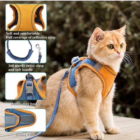 Premium Tali Tuntun Badan Kitten, Anak Kucing, Kucing, Puppy dan Anjing Kecil / Dog Cat Leash Harness with Reflective Strap Pet Vest