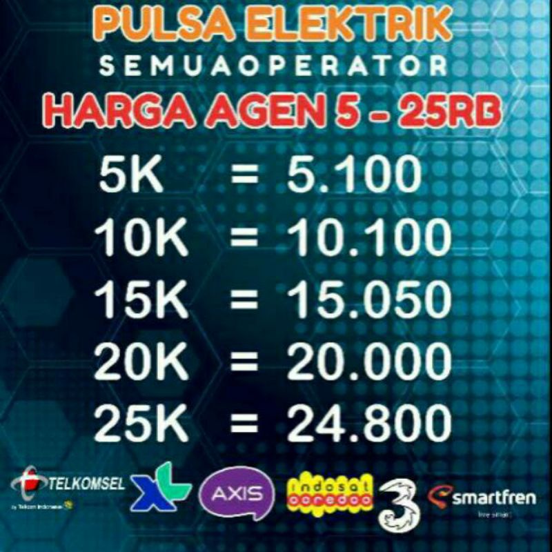 Pulsa Reguler All Operator Termurah / Pulsa Telkomsel / Pulsa Smartfren /Pulsa By U / Pulsa Axis / P