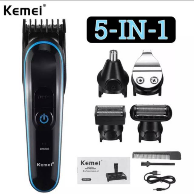 Kemei KM-690 Hair Clipper 5in1 Alat Mesin Cukur Rambut Jenggot Kumis Bulu Hidung Kemei KM690