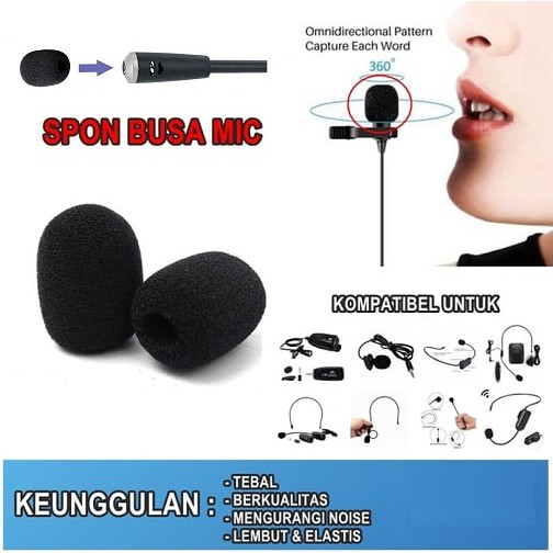 Busa Mic clip on Headset 2cm Microphone Windscreen Condenser Foam Spon Mini Kecil Cover Pelindung
