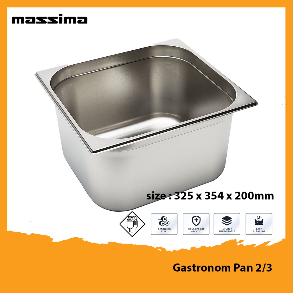 Stainless Steel Gastronom Food Pan GN Pan 2/3 tinggi 20 cm 200 mm