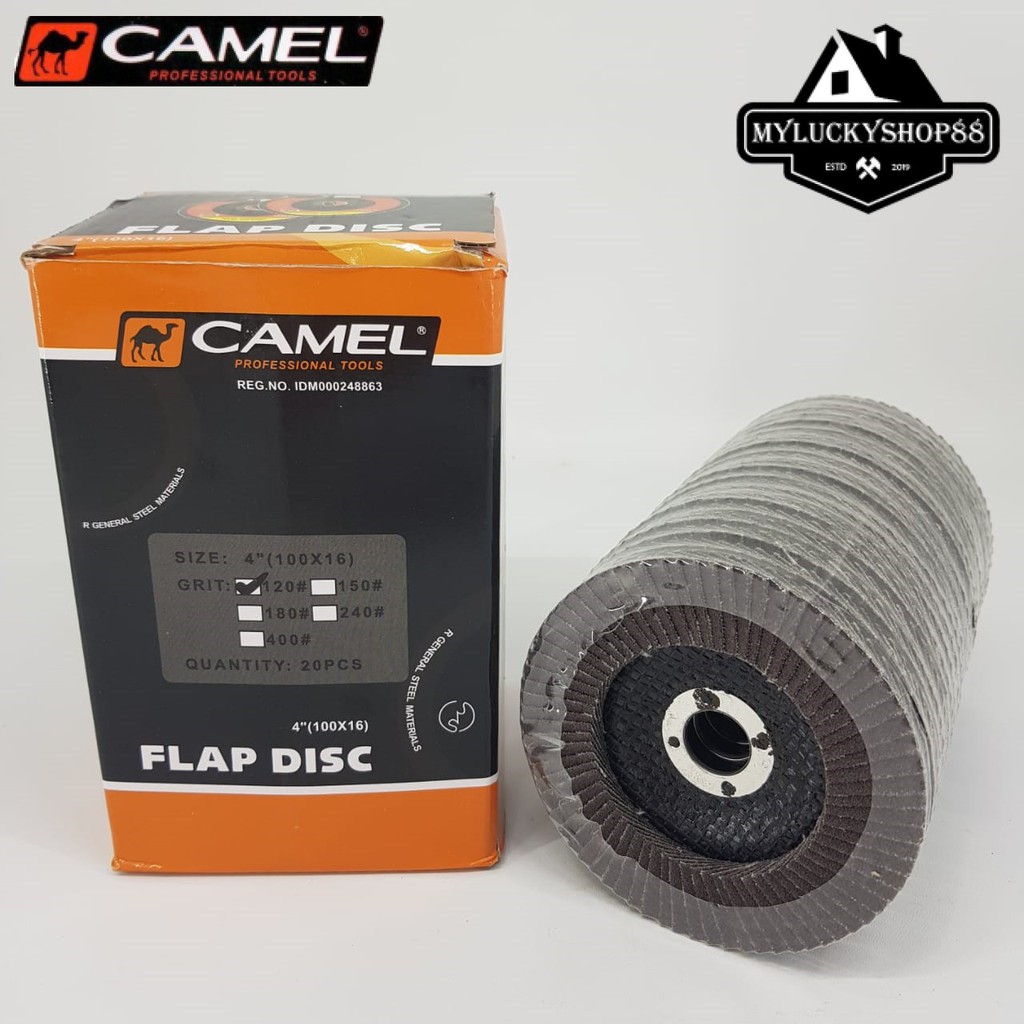 Flap Disc Sand Grit 4&quot; Inch 100 mm A120 Amplas Gerinda Susun Camel 120