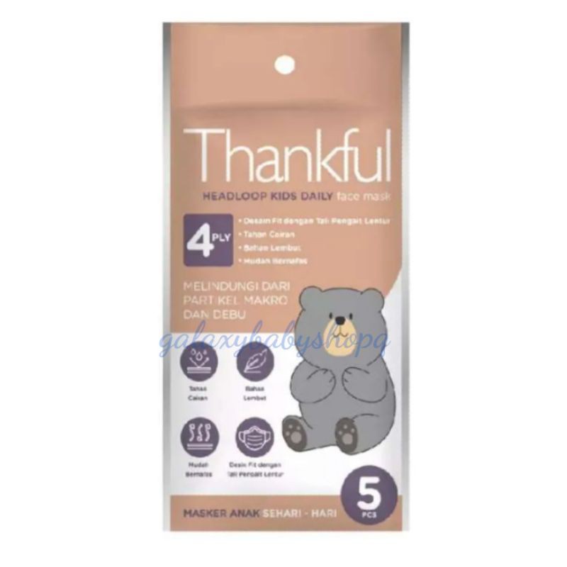 Masker Thankful Kids Headloop(hijab) isi 5pcs