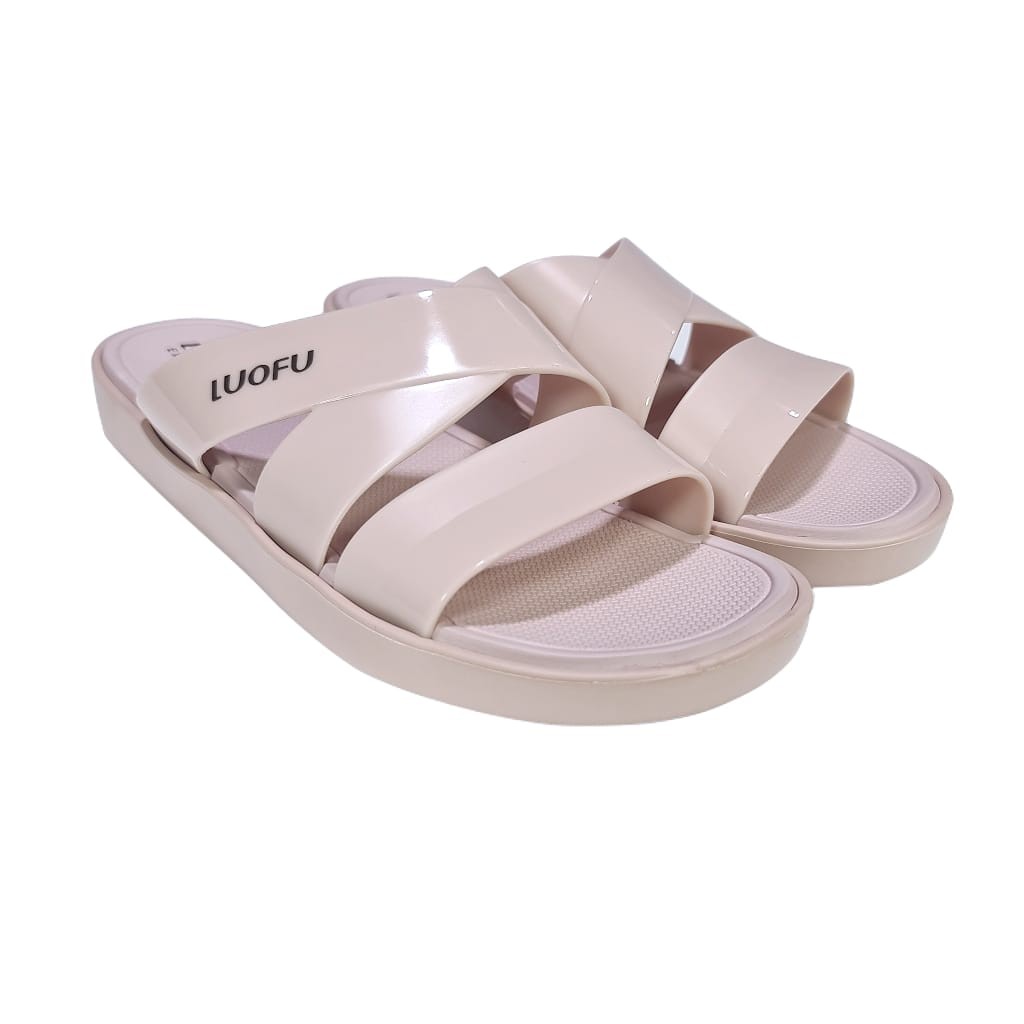 LUOFU ORIGINAL jelly sandal karet empuk murah wanita slop import sendal cewek selop E7185E16