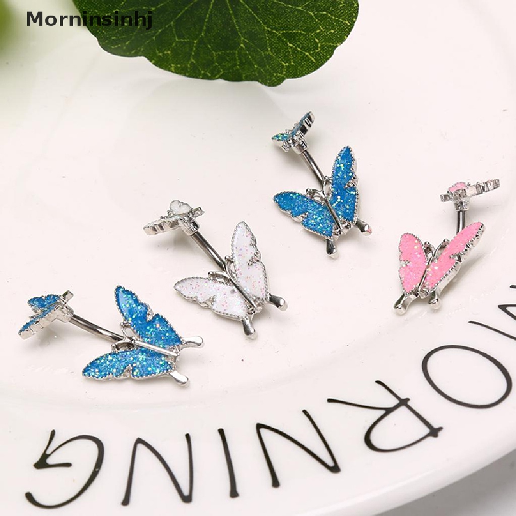 1 Pc Cincin Tindik Pusar Desain Double Butterfly