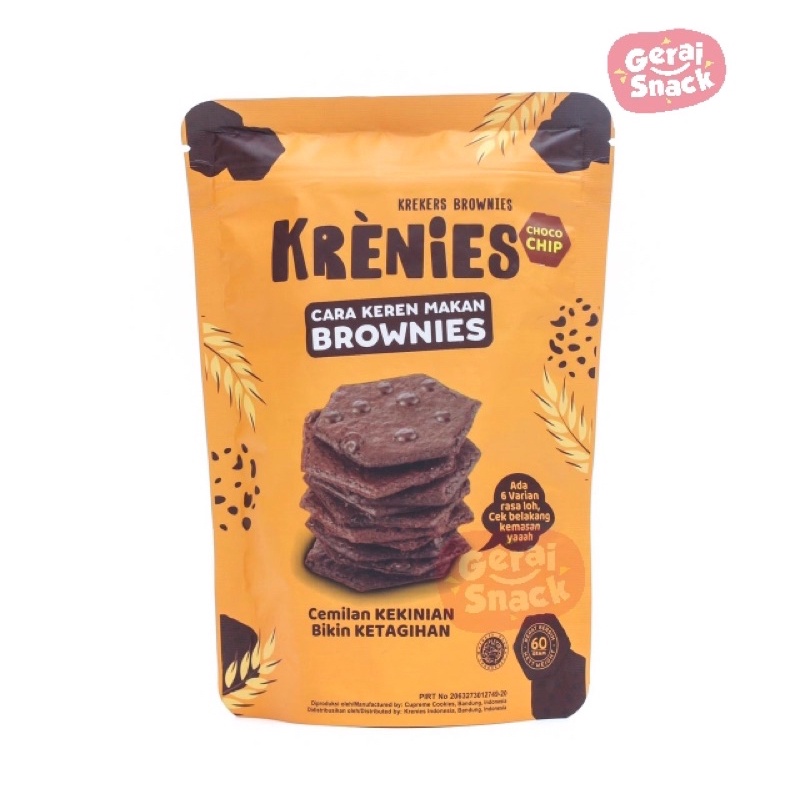Krenies Brownies Kering Tipis Crunchy Cemilan Keluarga 60g