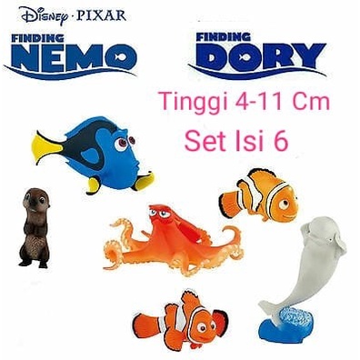 Figure Finding Dory /Nemo /Toppers/Mainan Nemo Set Isi 6